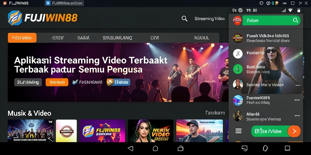 Tampilan antarmuka FUJIWIN88 dengan daftar konten Streaming Video.