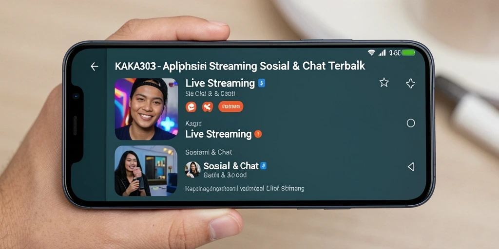 Antarmuka aplikasi KAKA303 saat melakukan live streaming dengan berbagai fungsi interaksi.
