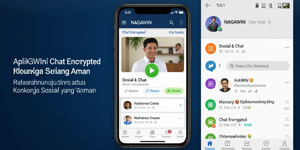 Antarmuka NAGAWIN yang modern dengan fitur Chat Encrypted.