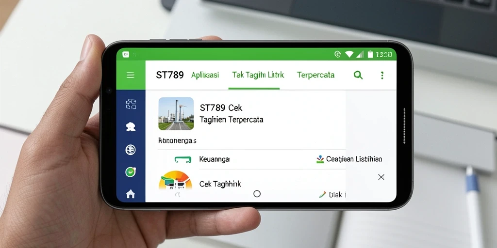 Antarmuka aplikasi ST789 untuk cek tagihan listrik yang sederhana dan efektif.