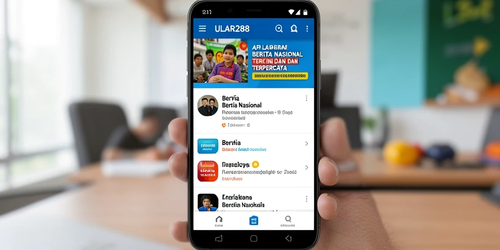Tampilan antarmuka aplikasi ULAR288 untuk berita nasional.