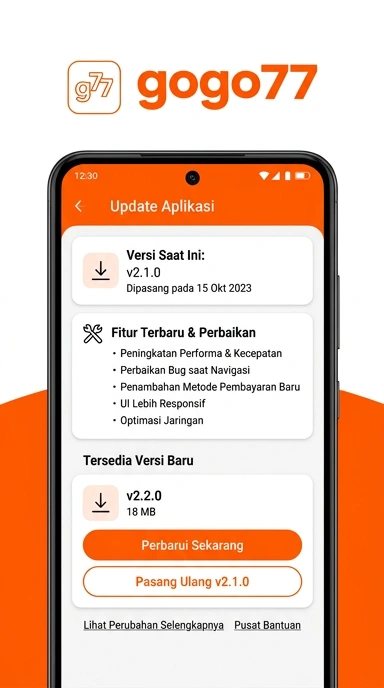 Riwayat versi gogo77 untuk pengguna Android